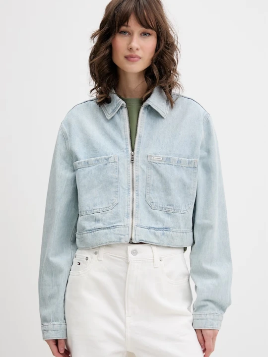 Zdjęcie produktu Guess Jeans kurtka przejściowa damska jeansowa niebieski