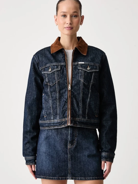 Zdjęcie produktu Guess Jeans kurtka przejściowa damska jeansowa granatowy