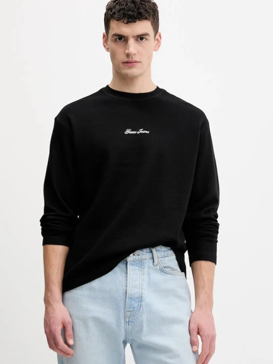 Zdjęcie produktu Guess Jeans longsleeve bawełniany czarny