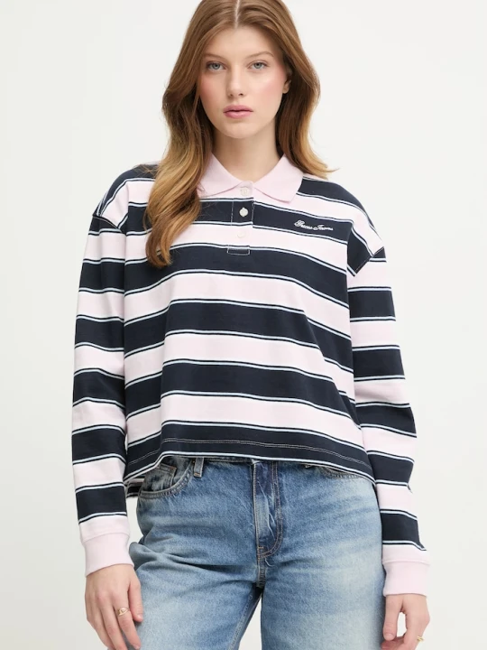 Zdjęcie produktu Guess Jeans longsleeve damski bawełniany różowy