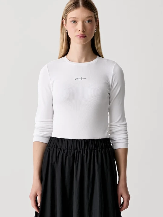 Zdjęcie produktu Guess Jeans longsleeve damski bawełniany z elastanem biały