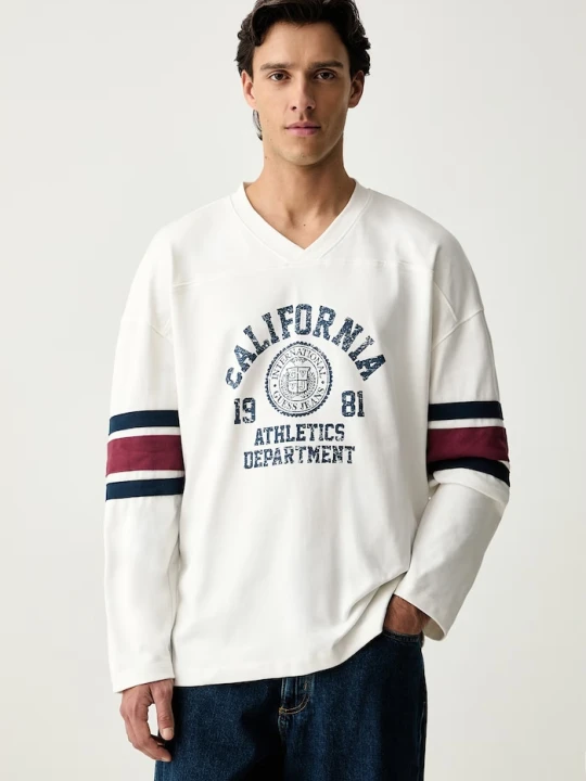 Zdjęcie produktu Guess Jeans longsleeve męski bawełniany biały