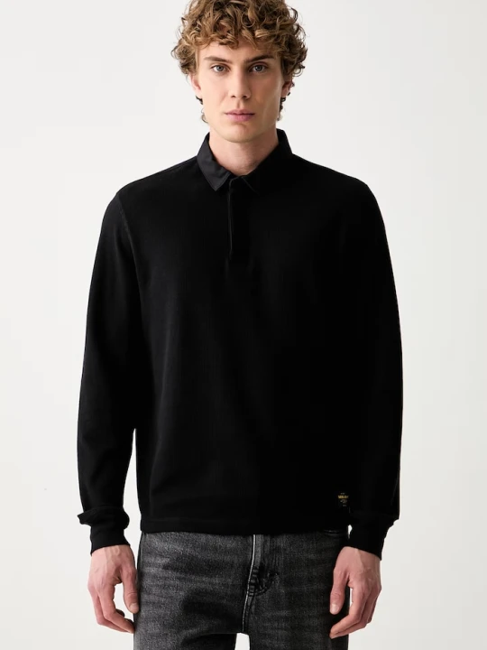 Zdjęcie produktu Guess Jeans longsleeve męski bawełniany z elastanem czarny