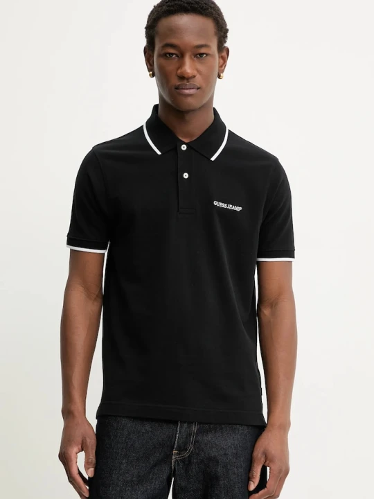 Zdjęcie produktu Guess Jeans polo bawełniane czarny