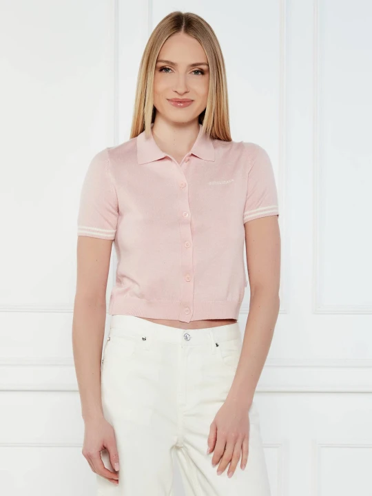 Zdjęcie produktu Guess Jeans Polo CARDI | Cropped Fit | z dodatkiem jedwabiu pudrowy róż
