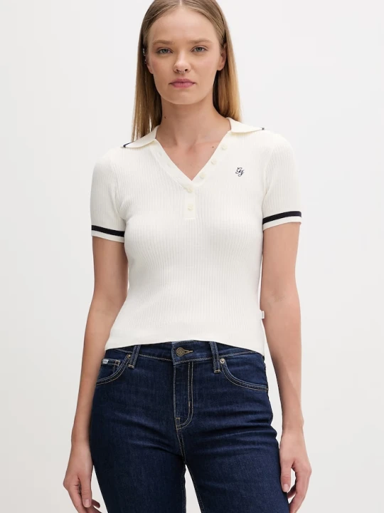 Zdjęcie produktu Guess Jeans polo damskie beżowy