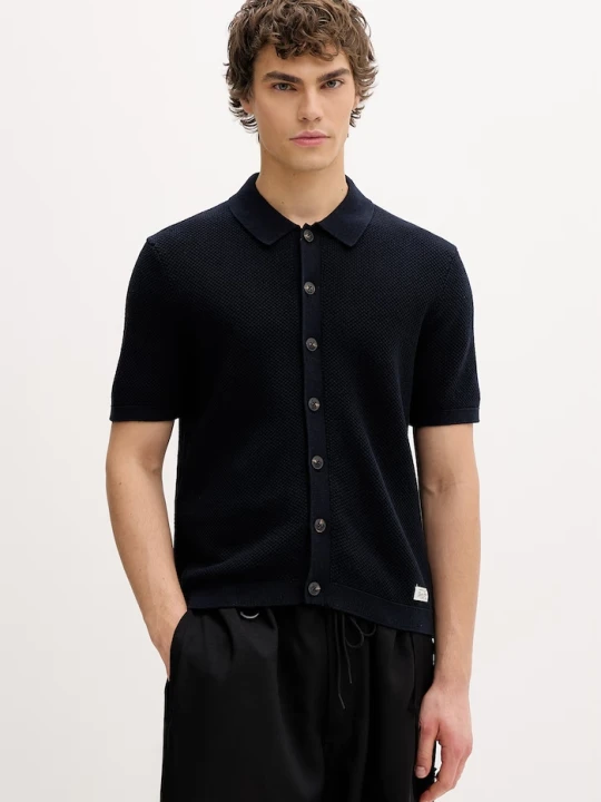 Zdjęcie produktu Guess Jeans polo męskie bawełniane granatowy