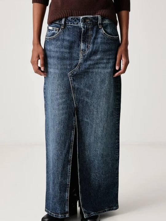 Zdjęcie produktu Guess Jeans spódnica z rozcięciem jeansowa granatowy