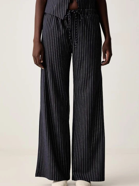 Zdjęcie produktu Guess Jeans spodnie wide leg damskie granatowy