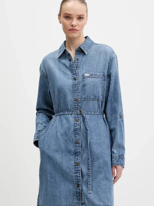 Zdjęcie produktu Guess Jeans sukienka bawełniana niebieski