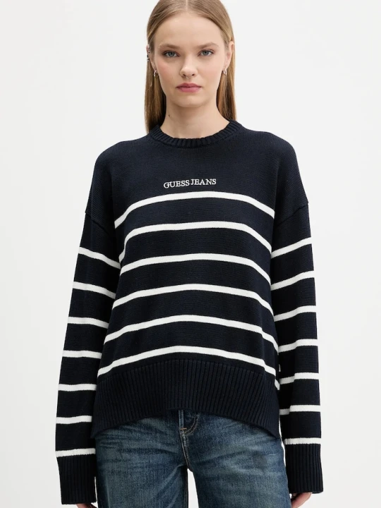 Zdjęcie produktu Guess Jeans sweter bawełniany granatowy