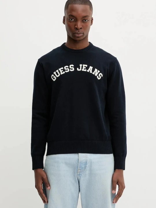 Zdjęcie produktu Guess Jeans sweter bawełniany granatowy