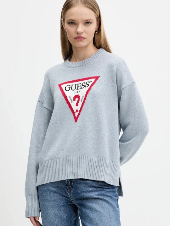 Zdjęcie produktu Guess Jeans sweter bawełniany niebieski