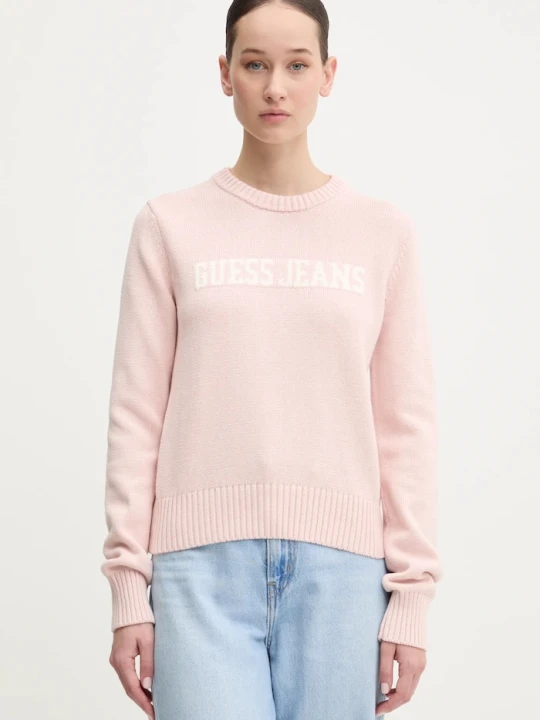 Zdjęcie produktu Guess Jeans sweter bawełniany różowy