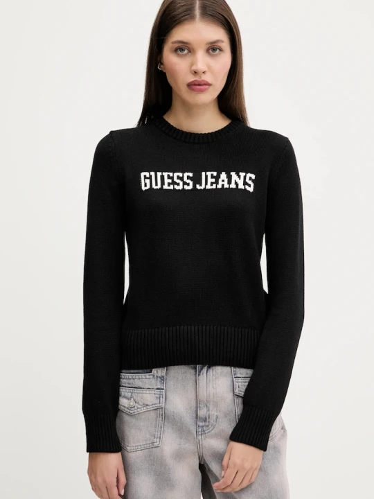 Zdjęcie produktu Guess Jeans sweter bawełniany czarny