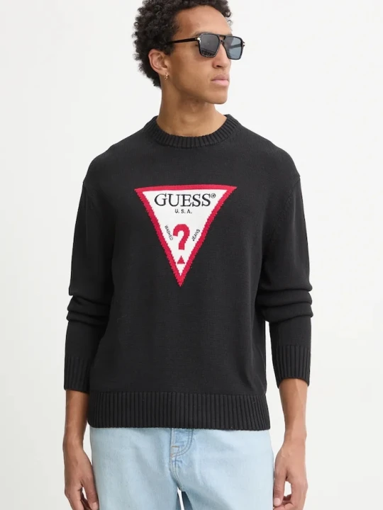 Zdjęcie produktu Guess Jeans sweter bawełniany czarny