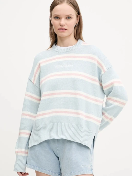 Zdjęcie produktu Guess Jeans sweter bawełniany niebieski