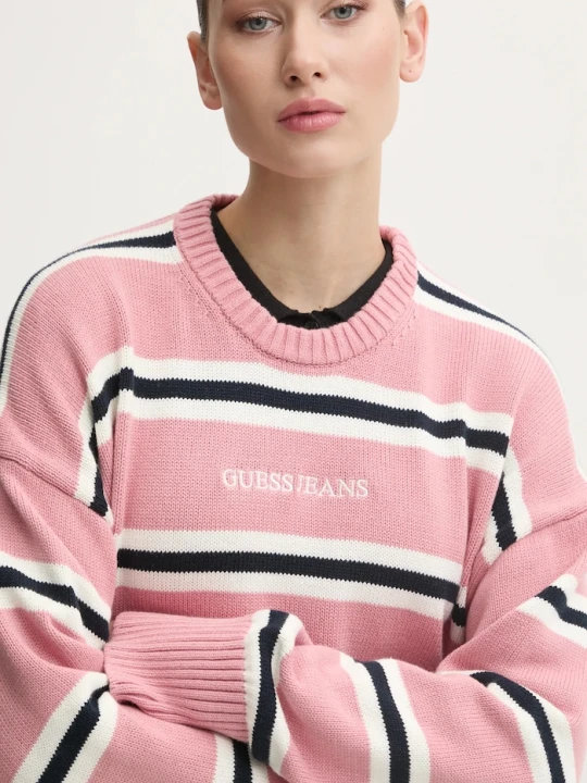 Zdjęcie produktu Guess Jeans sweter bawełniany różowy