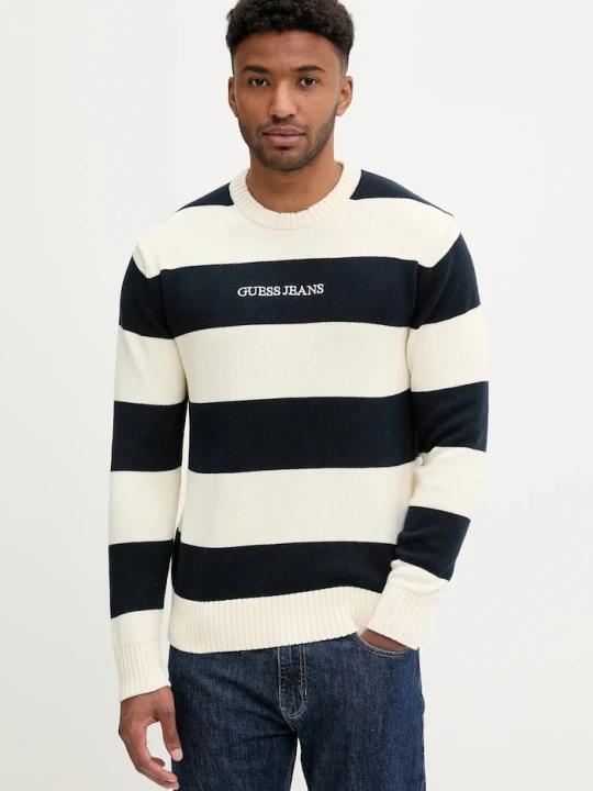 Zdjęcie produktu Guess Jeans sweter bawełniany beżowy