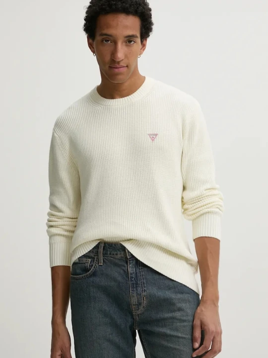 Zdjęcie produktu Guess Jeans sweter bawełniany beżowy