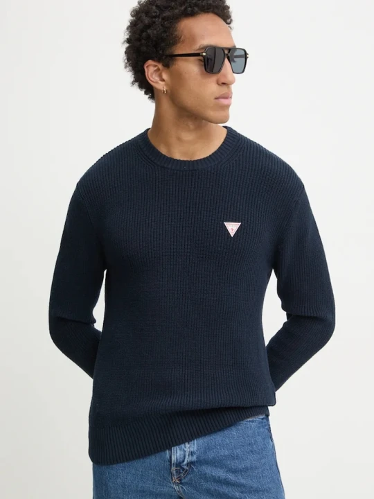 Zdjęcie produktu Guess Jeans sweter bawełniany granatowy