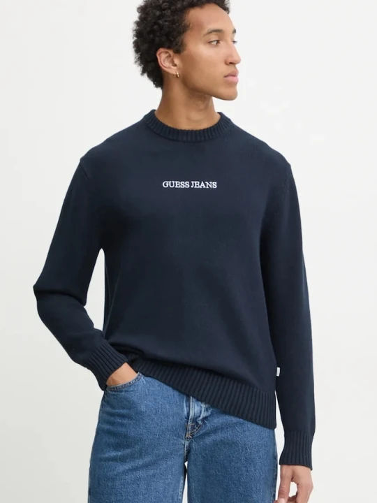 Zdjęcie produktu Guess Jeans sweter bawełniany granatowy