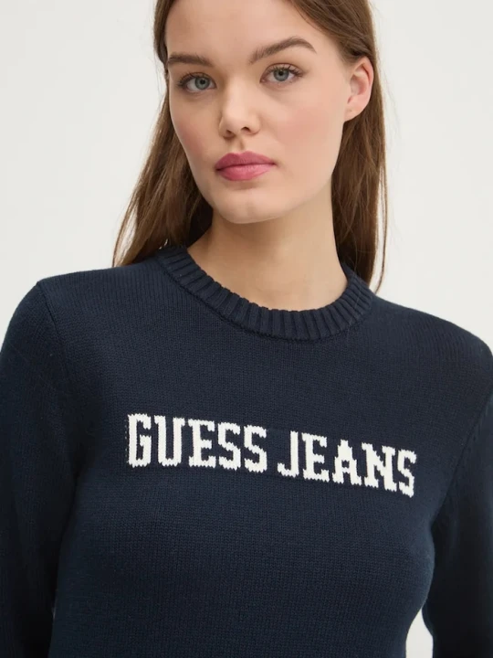 Zdjęcie produktu Guess Jeans sweter bawełniany granatowy