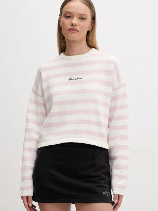 Zdjęcie produktu Guess Jeans sweter damski bawełniany różowy