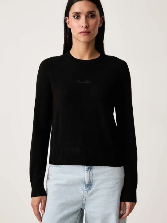 Zdjęcie produktu Guess Jeans sweter damski z dodatkiem wełny czarny