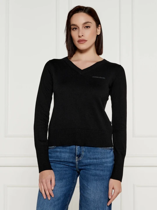 Zdjęcie produktu Guess Jeans Sweter | Regular Fit | z dodatkiem wełny czarny