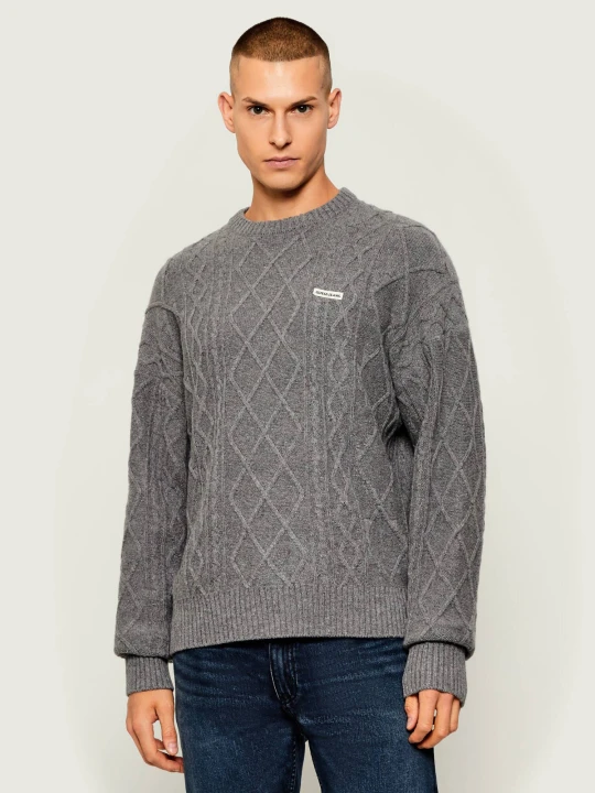 Zdjęcie produktu Guess Jeans Sweter | Relaxed fit | z dodatkiem wełny szary