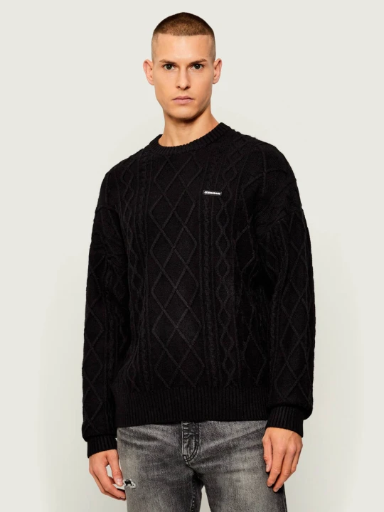 Zdjęcie produktu Guess Jeans Sweter | Relaxed fit | z dodatkiem wełny czarny