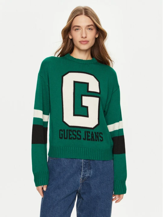 Zdjęcie produktu Guess Jeans Sweter W4BR11 Z3HN2 Zielony Regular Fit