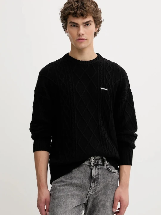Zdjęcie produktu Guess Jeans sweter z dodatkiem wełny czarny