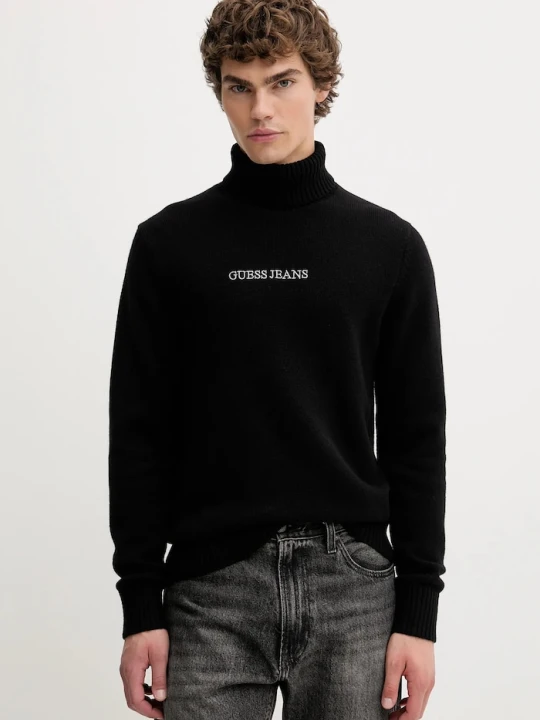 Zdjęcie produktu Guess Jeans sweter z dodatkiem wełny czarny