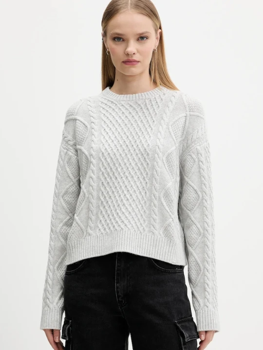 Zdjęcie produktu Guess Jeans sweter z dodatkiem wełny szary