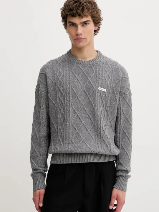 Zdjęcie produktu Guess Jeans sweter z dodatkiem wełny szary