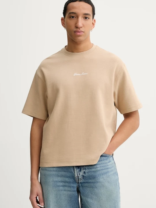 Zdjęcie produktu Guess Jeans t-shirt bawełniany beżowy