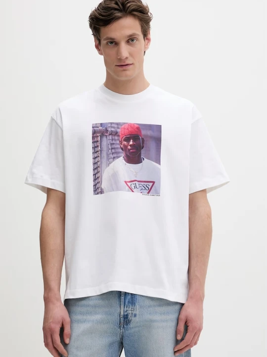 Zdjęcie produktu Guess Jeans t-shirt bawełniany biały
