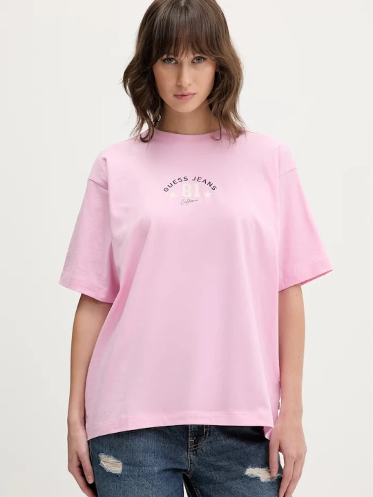 Zdjęcie produktu Guess Jeans t-shirt bawełniany różowy
