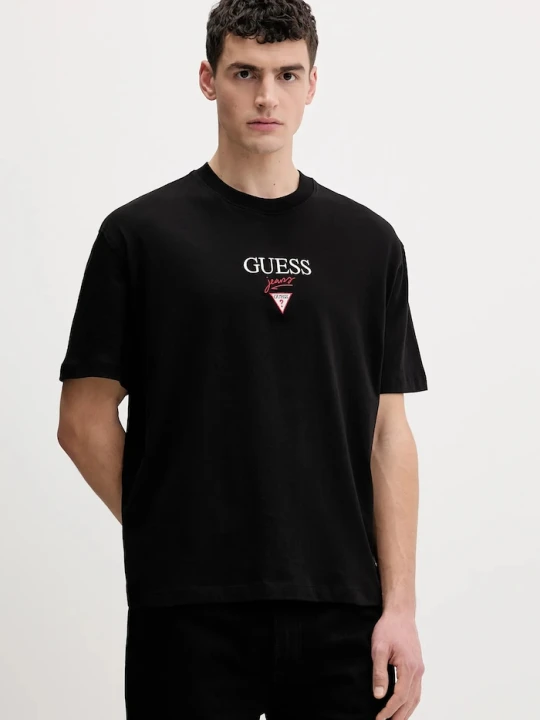 Zdjęcie produktu Guess Jeans T-shirt oversize męski bawełniany czarny
