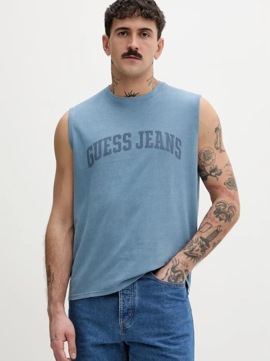 Zdjęcie produktu Guess Jeans t-shirt bawełniany niebieski