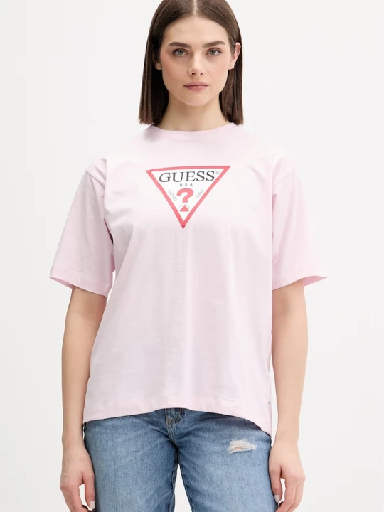 Zdjęcie produktu Guess Jeans T-shirt damski bawełniany różowy