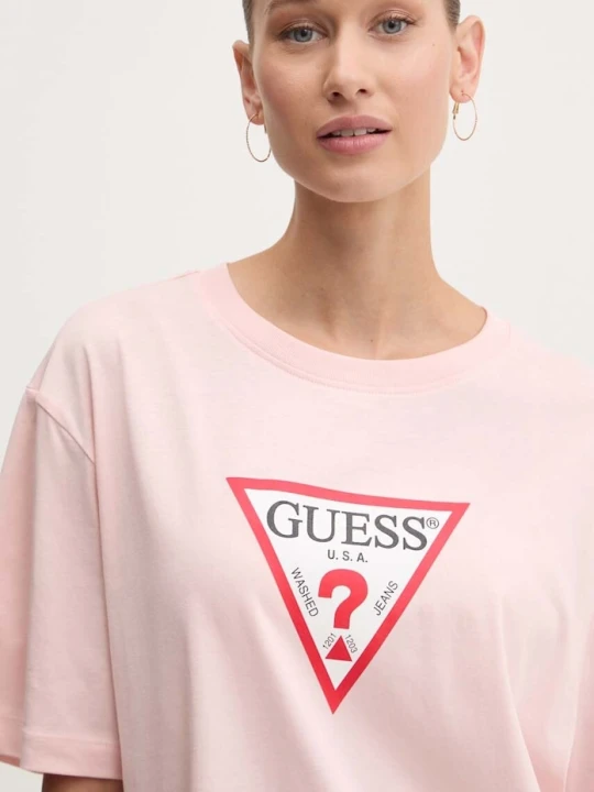 Zdjęcie produktu Guess Jeans T-shirt damski bawełniany różowy