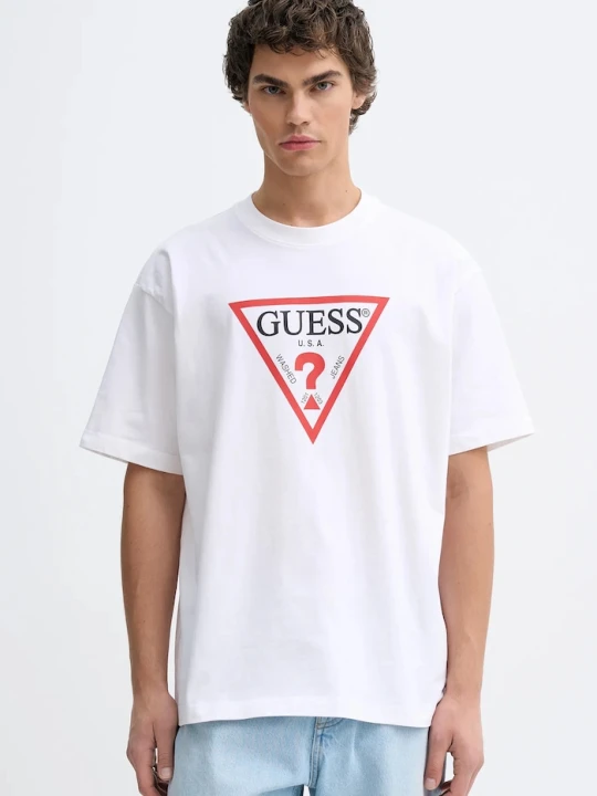 Zdjęcie produktu Guess Jeans t-shirt bawełniany biały