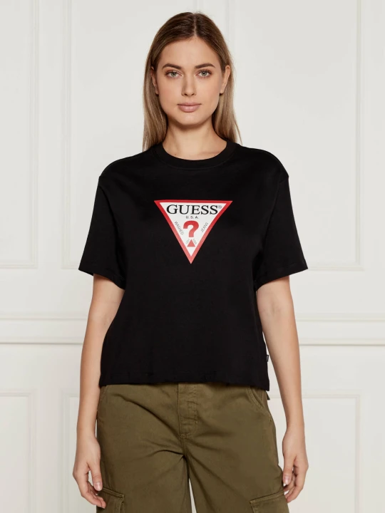 Zdjęcie produktu Guess Jeans T-shirt | Cropped Fit czarny