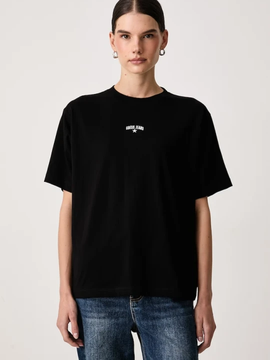 Zdjęcie produktu Guess Jeans T-shirt damski bawełniany czarny