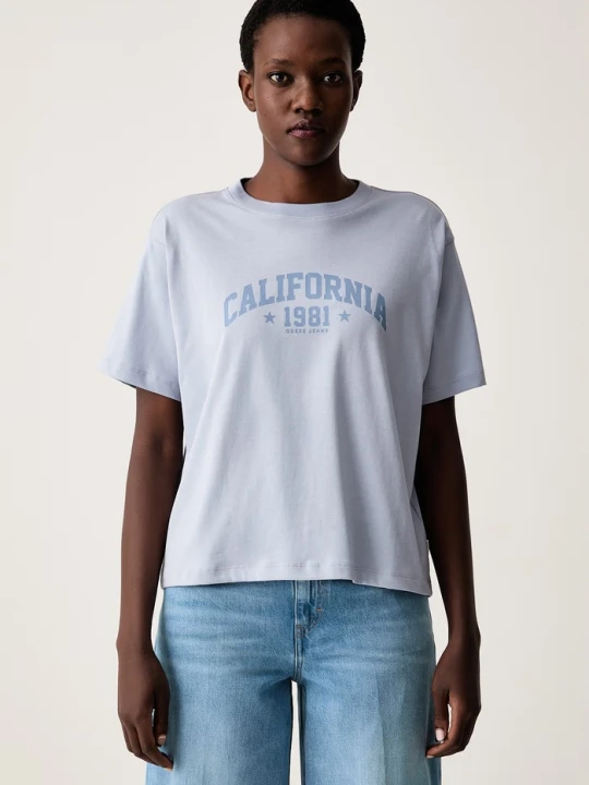 Zdjęcie produktu Guess Jeans T-shirt damski bawełniany niebieski