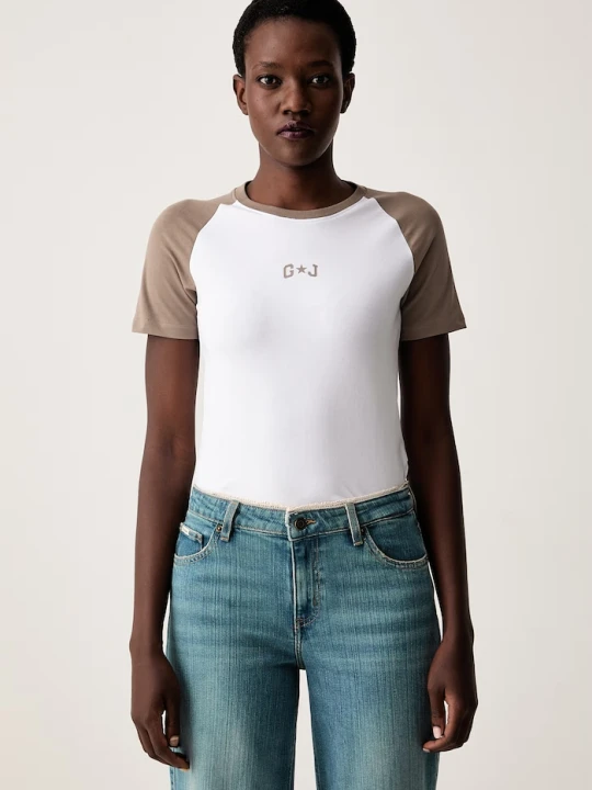 Zdjęcie produktu Guess Jeans T-shirt damski bawełniany z elastanem biały