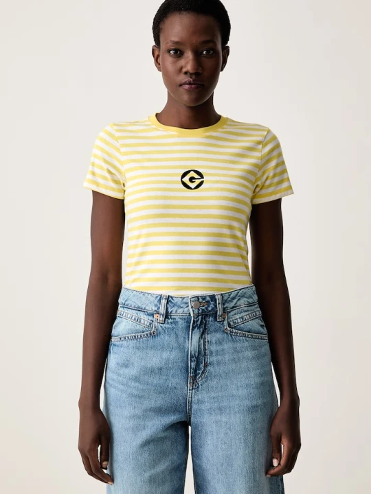 Zdjęcie produktu Guess Jeans T-shirt damski bawełniany z elastanem żółty